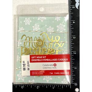 Celebrate It Gift Wrap Kit With Gold Snowflake Charms Merry & Bright 531568